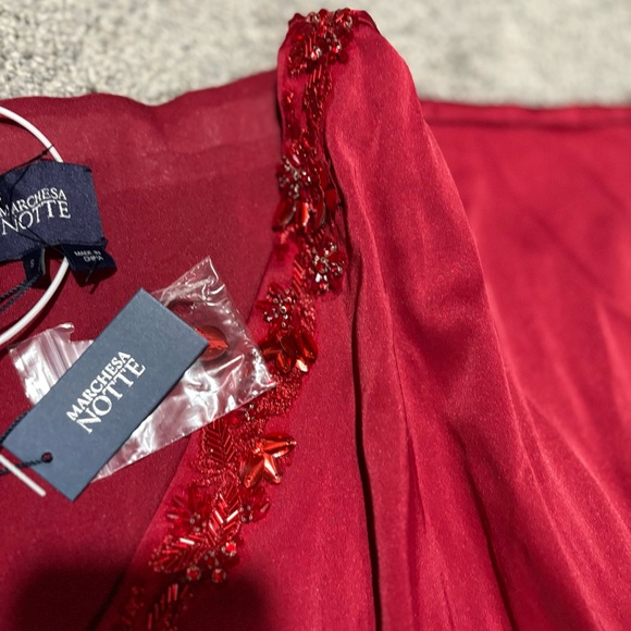 Marchesa Notte NEW Embellished Satin Gown In Claret Red Size S $895.00 - Picture 9 of 16